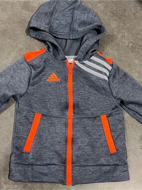 adidas Gray Hoodie with Bright Orange Accents